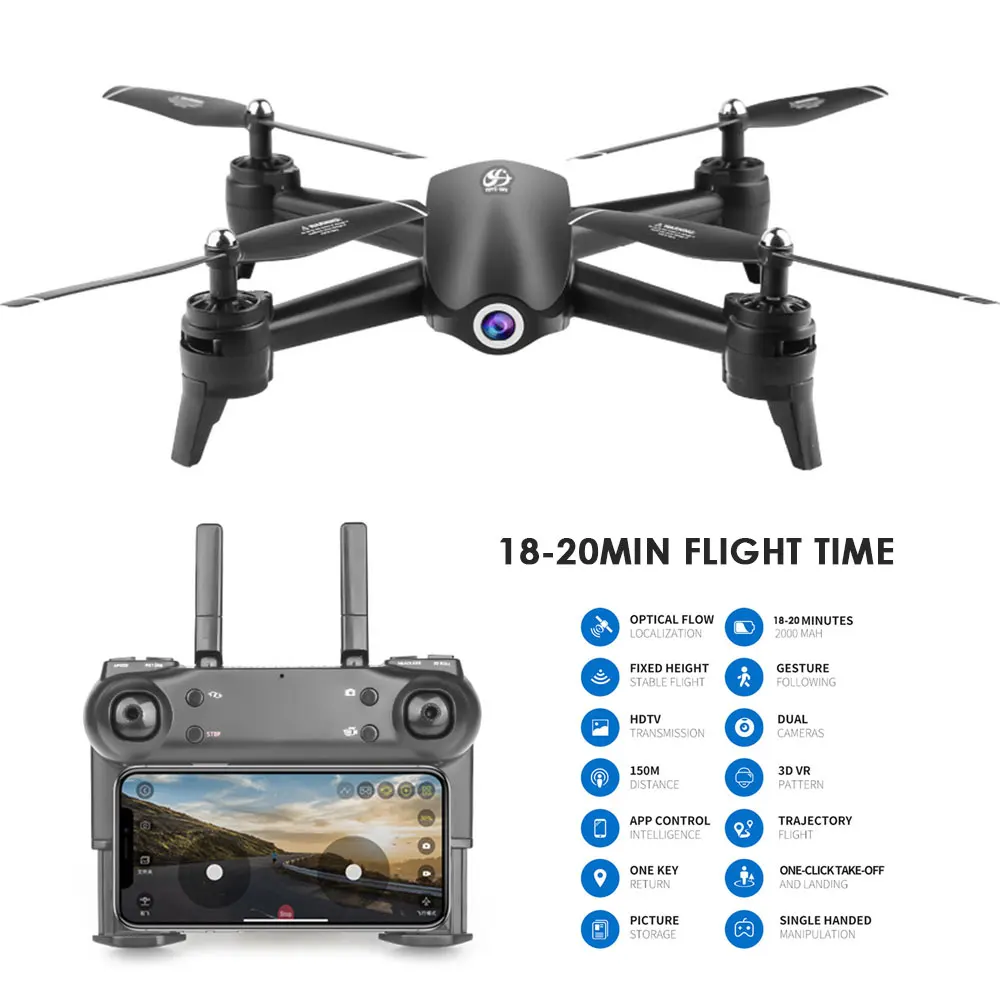 S165 Радиоуправляемый Дрон 2 4 ГГц WIFI FPV 720 P/1080 P/2 K HD Двойная камера 20 минут время