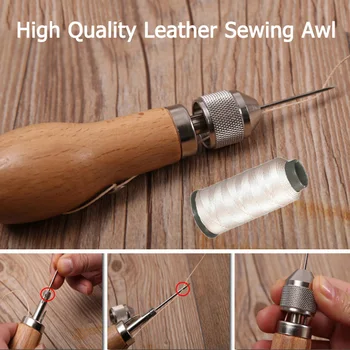 

Leather Sewing Awl Repairing Tool Set Quick Stitch DIY Sails Leather Craft Tools Stitching Accessories with Thread