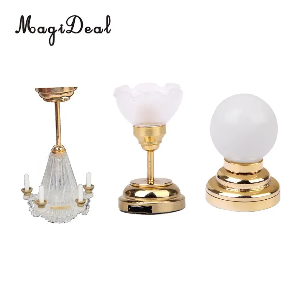 1:12 Scale Dollhouse Miniature Furniture Decoration LED Table Light Ceiling Lamp Battery Operated Plastic Light Accessories