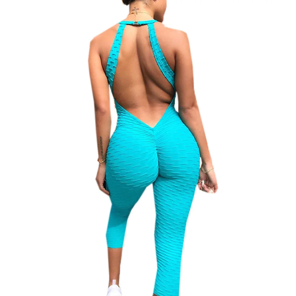 2018 Backless Rompers Womens Jumpsuit Sexy Club Outfits For Woman Fashion Bodycon V Neck Green Jumpsuits Long Pants Overalls Jumpsuits and Playsuits