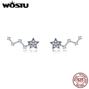 

WOSTU 100% 925 Sterling Silver Dazzling Tiny Star Stud Earrings For Women Girl Original Silver Fashion Jewelry Earring CQE439