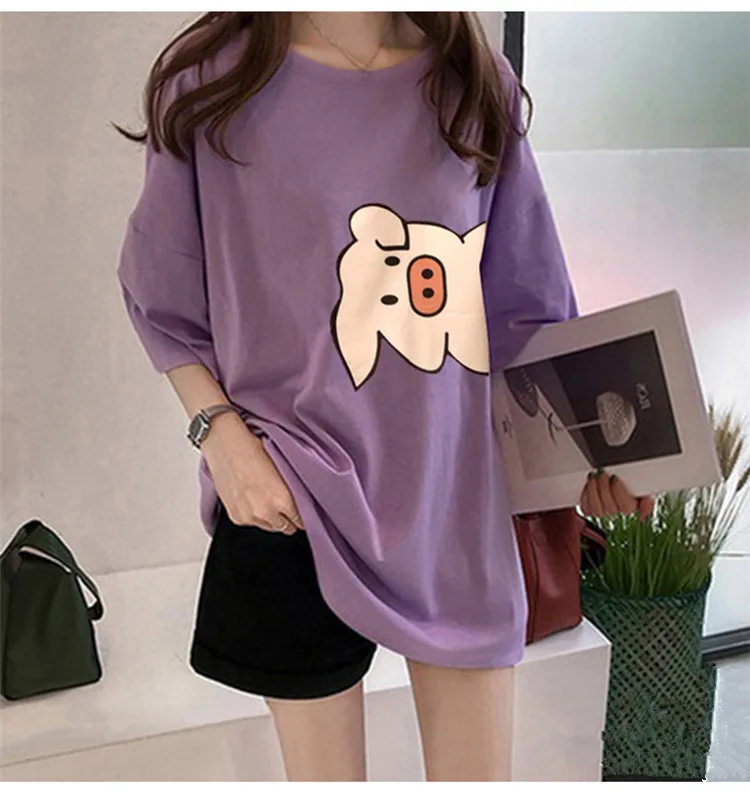Корейская футболка Ulzzang с мультипликационным принтом новые летние футболки