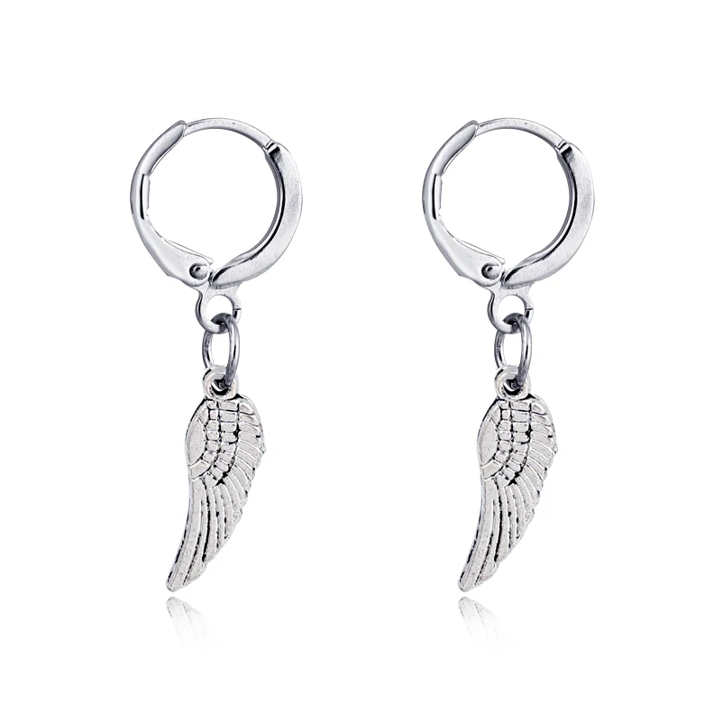 1 пара, европейские Простые Изысканные милые серьги-кольца с перьями и крыльями, серебряные серьги для женщин, ювелирные изделия E605 - Окраска металла: Silver