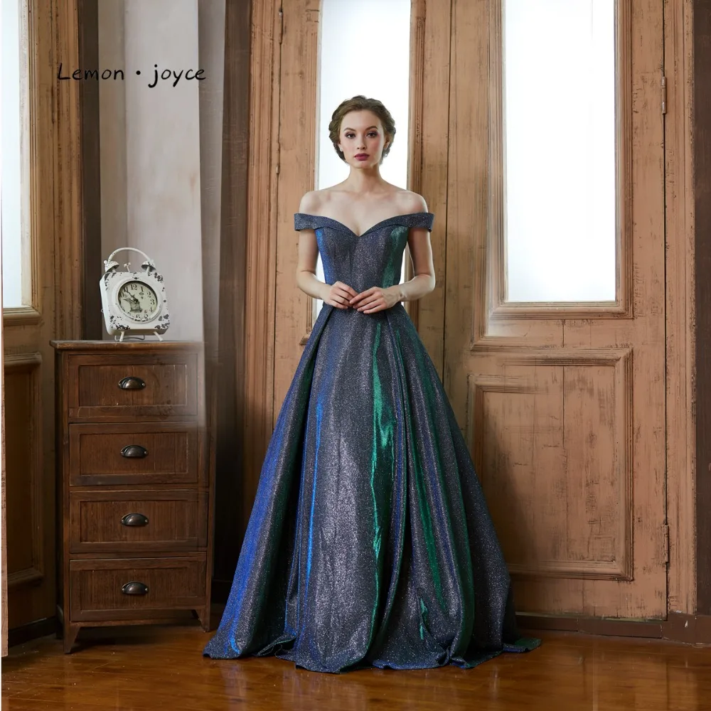 

Lemon joyce Formal Evening Dresses 2019 Elegant Boat Neck Simple Ball Gowns Party Prom Dress Plus Size robe de soiree