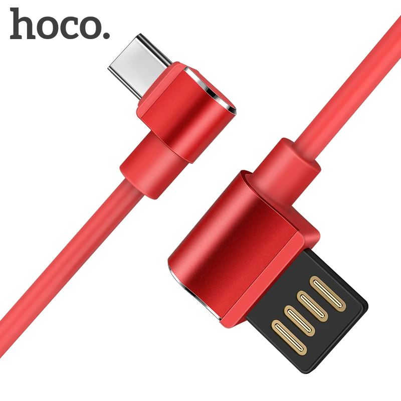 HOCO الهاتف المحمول كابلات 90 درجة USB نوع C كابل 2A USB-C كابل سريع شحن كابل بيانات لسامسونج S9 Xiaomi 6X هواوي P10
