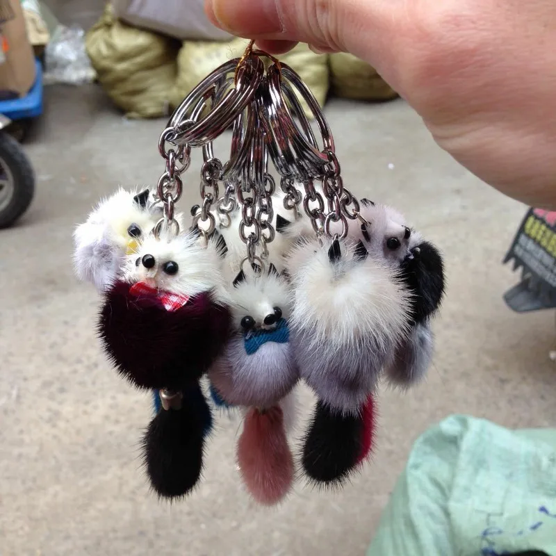 

Little Fox Lady Cute Fur Mink Hair Bag Pendant Accessories Car Keychain Real Hair Fox shape doll charm key ring