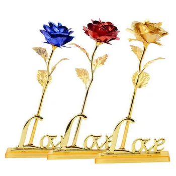 

Flowers Valentine's Day Gift 24k Gold Plated Rose Flower Romantic for Lover Girl Friend Christmas Gifts Home Party Decoration F1