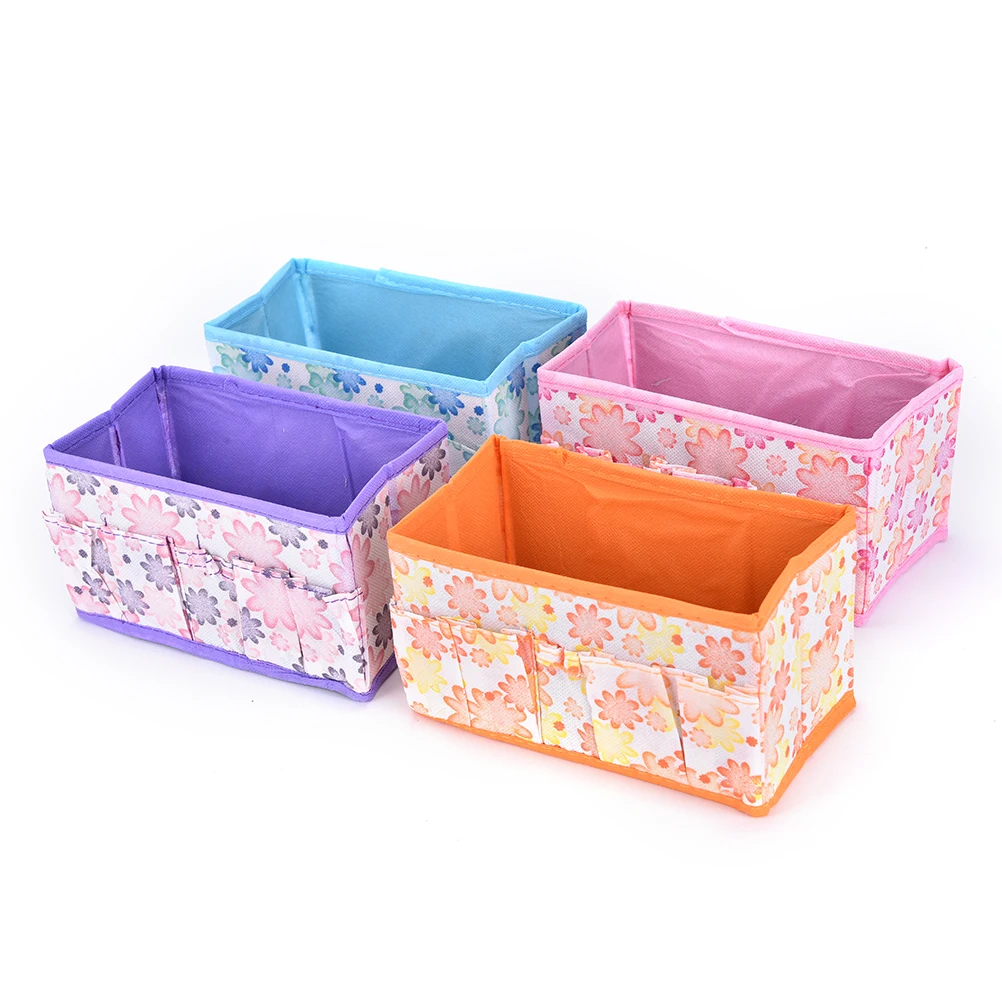 ZTBBAO Eworld Foldable Floral Multifunction Make Up Cosmetics Storage Box Container Bag Mini Dresser Desktop Makeup Organizer