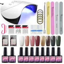 36 Вт Светодиодная УФ-лампа для сушки покрытия ногтей Быстросохнущий гель для ногтей, набор для ногтей, инструменты для маникюра, набор для ногтей 6/8/10/12 Цвет гель для дрель для ногтей искусство