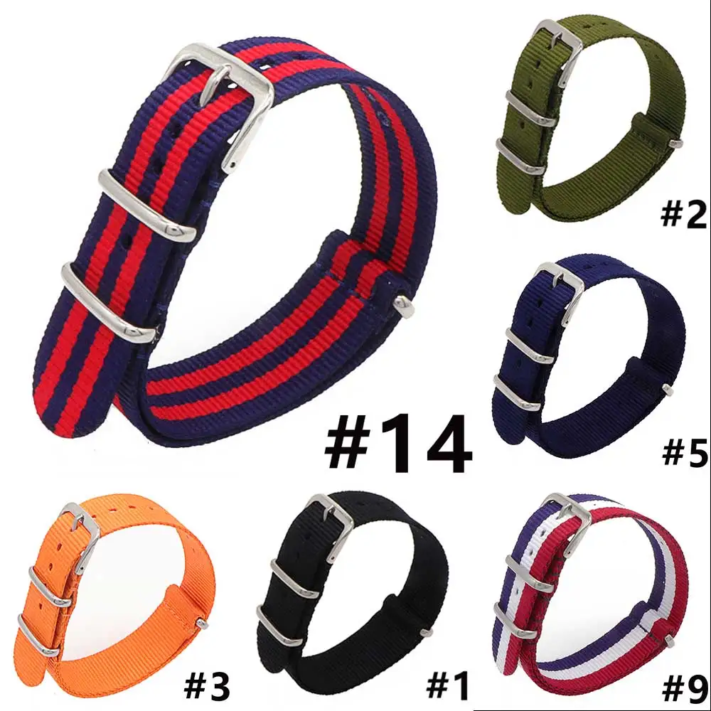 

16 COLOR AVAILABLE Men Women Fabric Nylon Watch Bands Strap 18 20 22 mm Top Quality 2017 Nato Army Sports Buckle