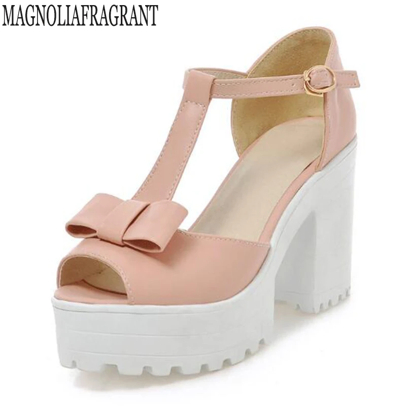 

new Bow Summer Sandal Shoes for Women New Arrival Thick Heels Sandals Platform Casual Russian Shoes Thick heel high heels c498