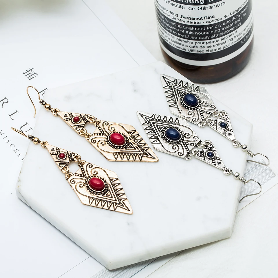 Fashion Drop Earrings for Women Golden and Silver Hanging Dangle Earrings with Nature Stone Women Wedding Jewelry Accessories