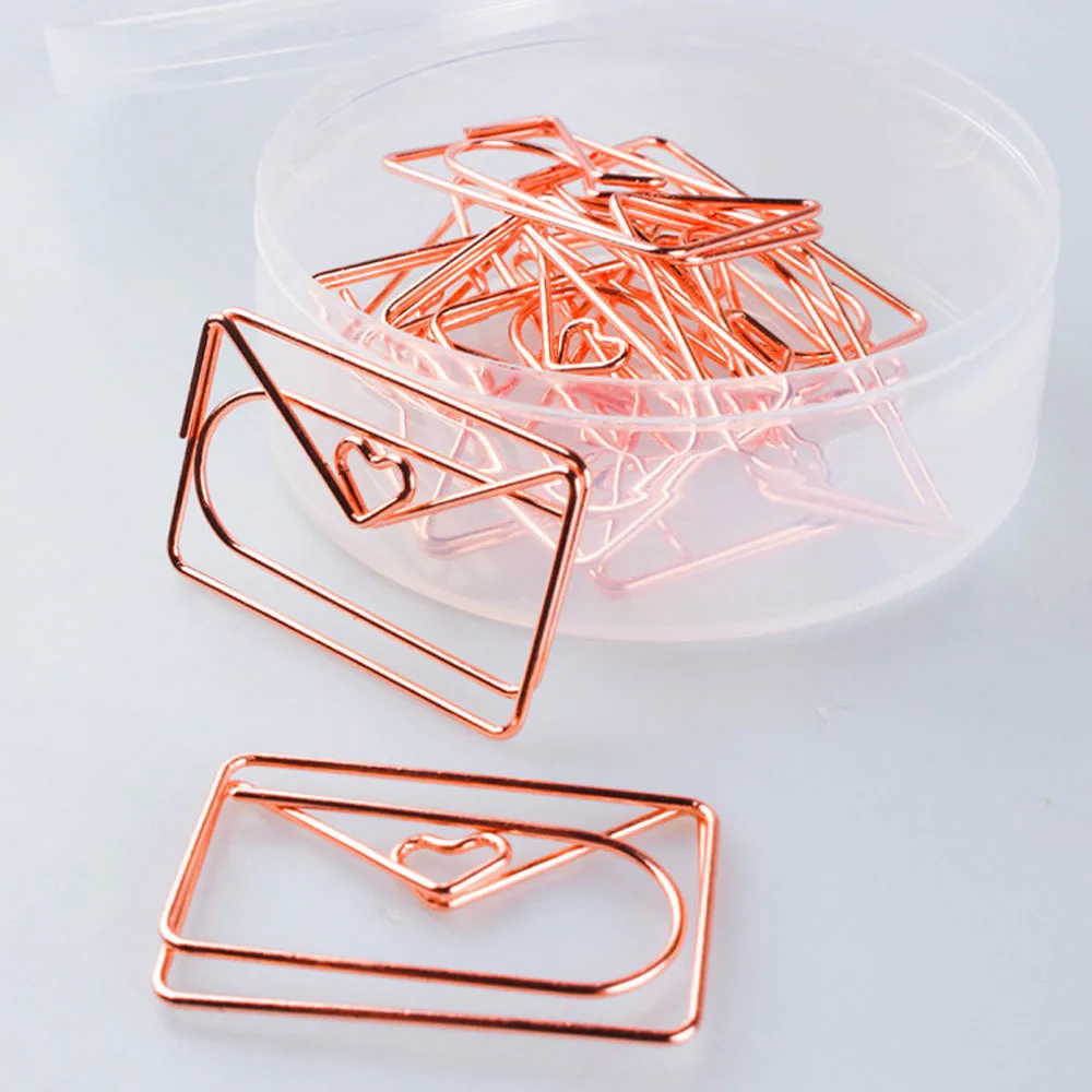 

12pieces/lot Envelope Paper Clip Rose Gold Bookmark For Notebook Diary Creative Animal Character