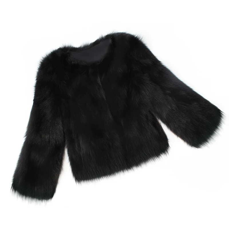 Новые женские осенние зимние короткие пальто из искусственного меха с длинным рукавом и круглым вырезом, однотонные черные повседневные тонкие теплые куртки размера плюс