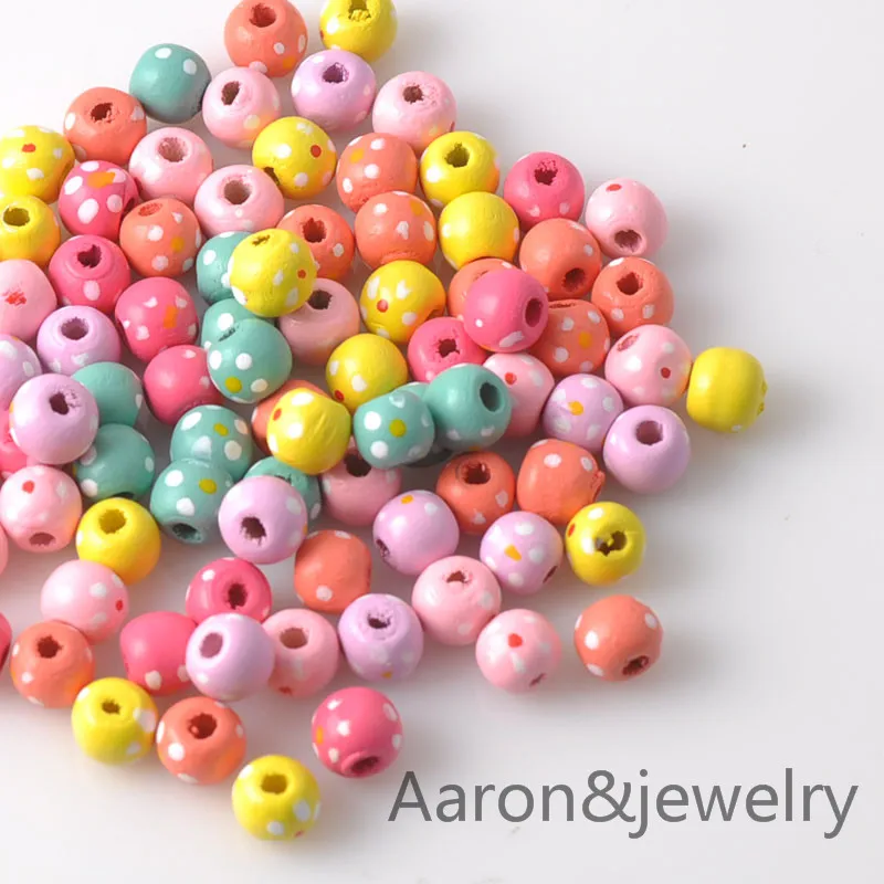 

Mixed Round Ball dot Wooden Spacer Beads For Jewelry making DIY 10mm 100pcs MT0690X