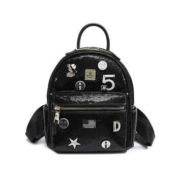 

New Fashion Fashion Graffiti Trend Sequel 2019 New Double Shoulder Bags Women Sequins Backpack