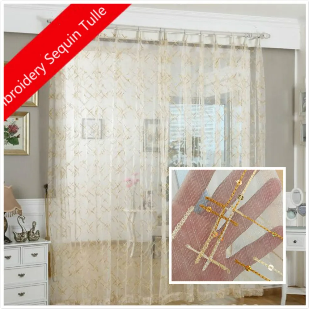 Aliexpress.com: Comprar Cortina de tul de lentejuelas doradas bordadas