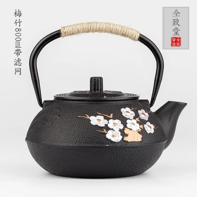 300 мл/600 мл/800 мл литой железный чайник комплект японский Чай чай горшок Tetsubin чайные принадлежности и рисунком «кунг-фу» инструменты сливы Чай чайник набор для чая - Цвет: C 800ml