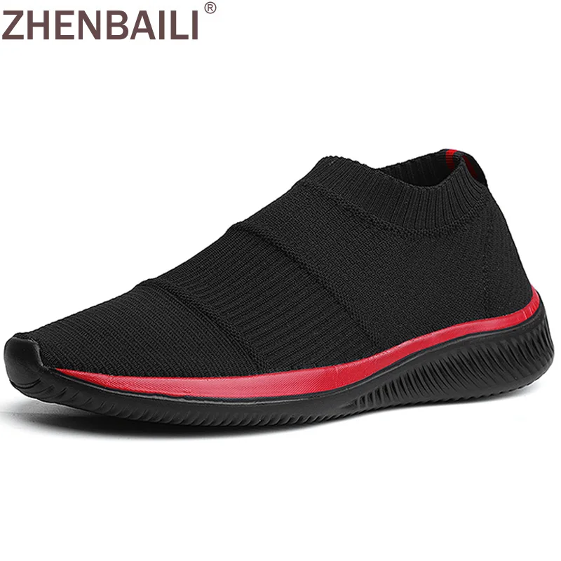 

ZHENBAILI Summer Breathable Mesh Trainers Sneakers Slip On Casual Shoes Men Sock Shoes Lightweight Comfortable Walking Footwear