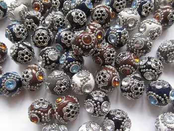 

wholesale Polymer clay crystal Round ball blue brown white grey mixed beads 18mm 12pcs