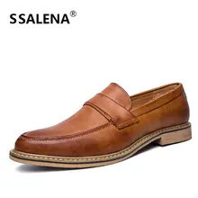 Mens Formal Business Shoes Male Comfortable Casual Leather Shoes Mens Slip On England Style Vintage Shoes AA11575