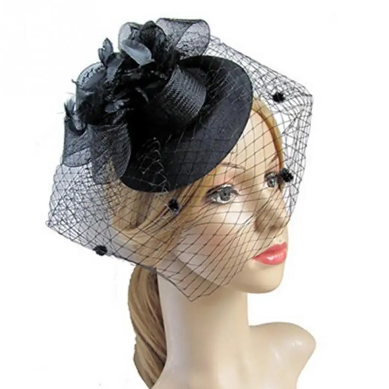 

Fascinator Hat Hair Clip Winter Embroidered Veil Women Cocktail Wedding Party Bridal Hat Fascinator Ladies Dress Hair Headwear