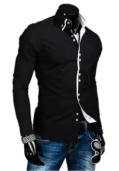 

Men Shirt Luxury Brand 2018 Male Long Sleeve Shirts Casual Solid Multi-Button Hit Color Slim Fit Dress Shirts Mens Hawaiian XXXL