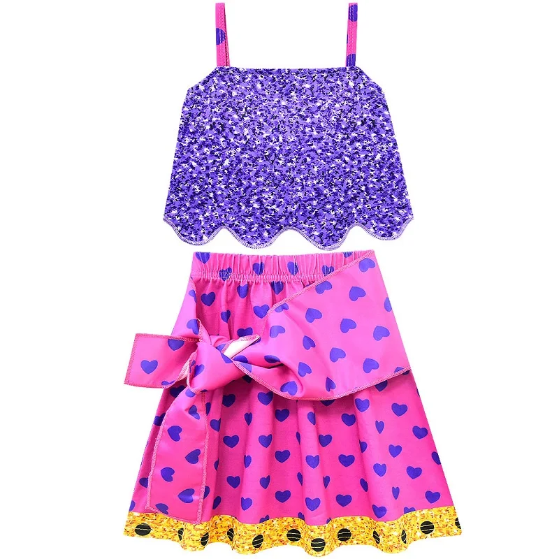 Летняя одежда для девочек; одежда для подростков; roupa infantil Suprise; вечерние комплект одежды для малышей; маскарадный костюм; платье с открытыми плечами - Цвет: 80008