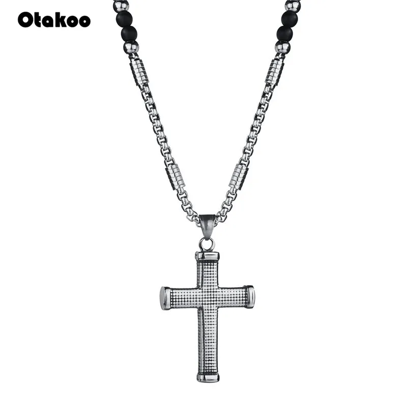 Otakoo rosaries бусы ожерелье с удлиненной цепью для мужчин и женщин молитвенный католический крест chotk Иисус Христос крест кулон из нержавеющей стали ювелирные изделия