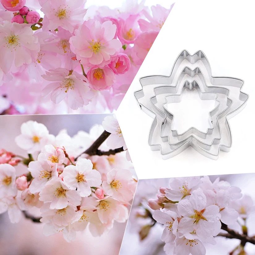 

3pcs/set Stainless Steel Cherry Blossoms Candy Biscuit Jelly Fondant Cookie Cutters Cake Decorating Tools
