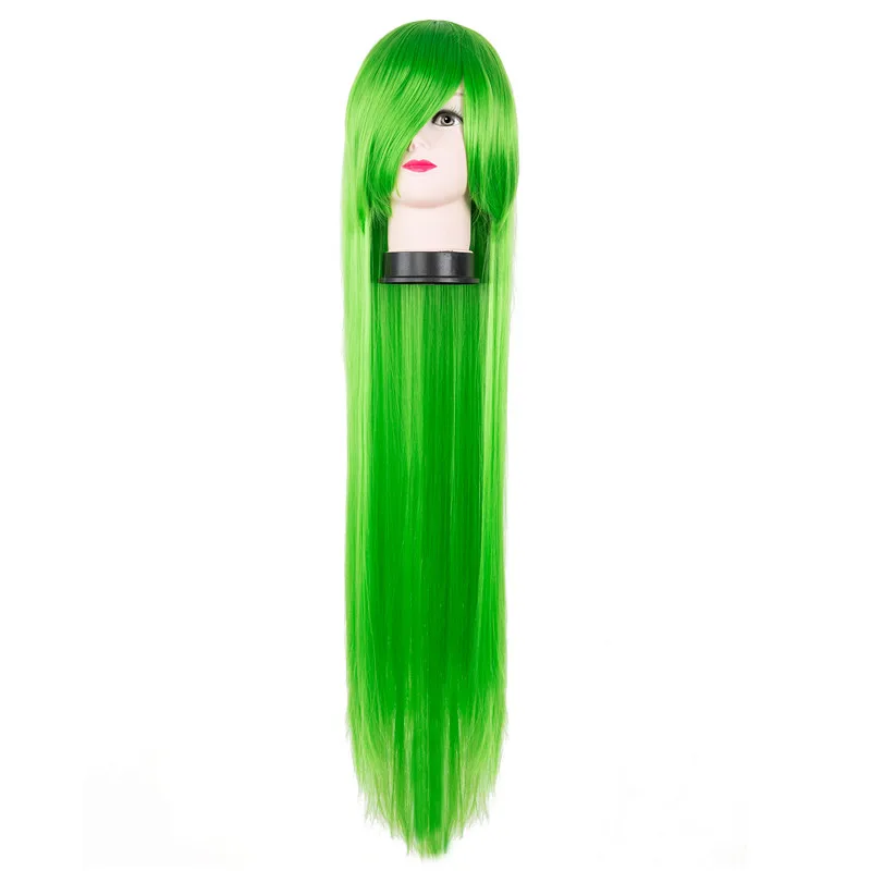 Зеленый парик Fei-Show синтетическое Термостойкое волокно 100 см/40 дюймов длинные прямые волосы мультфильм костюм для ролевых игр