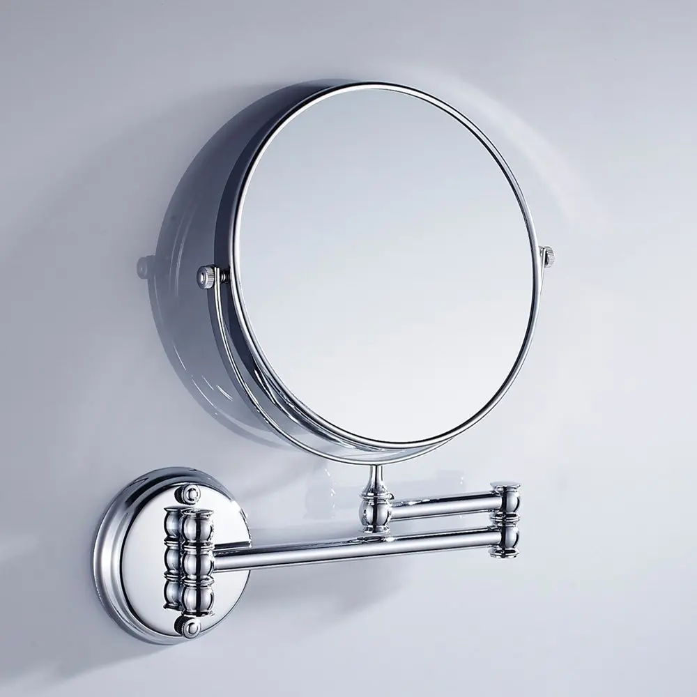 Double Side Magnification Mirror Chrome Finish 8 Inch Solid Brass