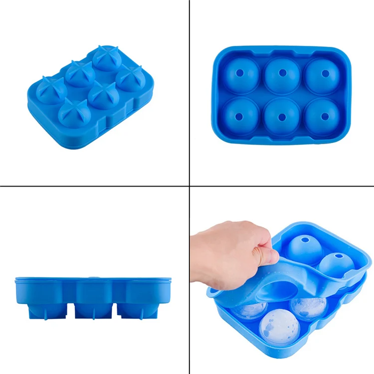 Whiskey Cocktail Ice Cube Tray Round Shaped Ice Ball Maker 6 Holes Silicone Ice Mold Cube DIY Ice Cream Bar Kitchen Accessories (1)