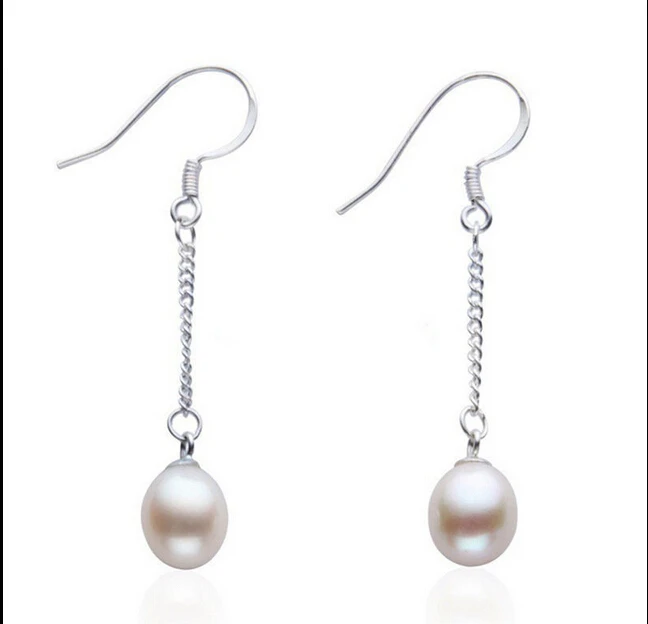 

hot sell new - Free shipping Natural 5x6mm White Freshwater Pearl Sterling Silver Hook Drop Dangle Earrings new