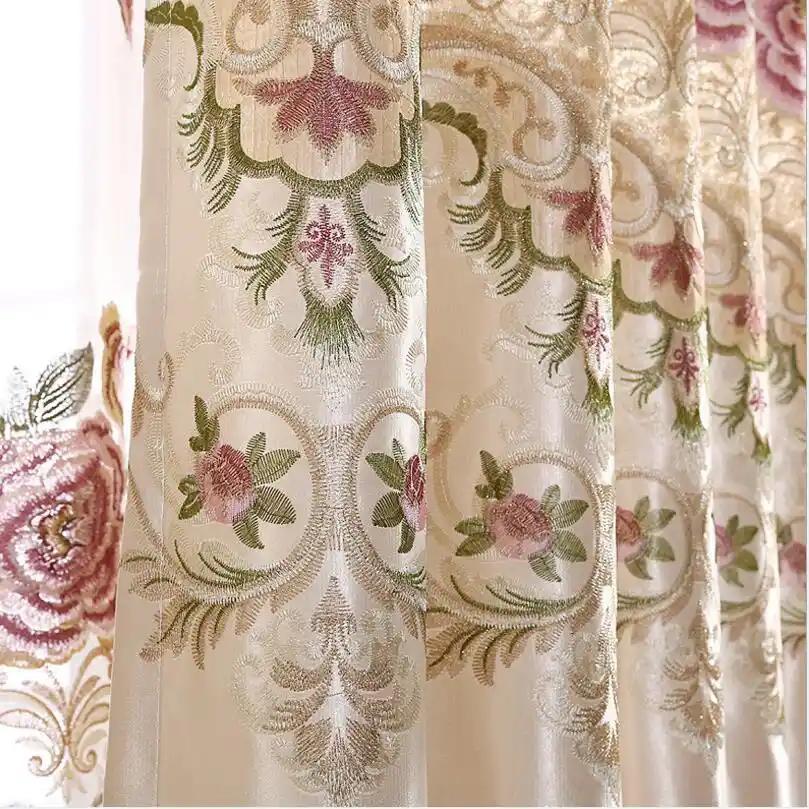 Europe Embroidery Floral Tulle Design Window Curtains Drape For