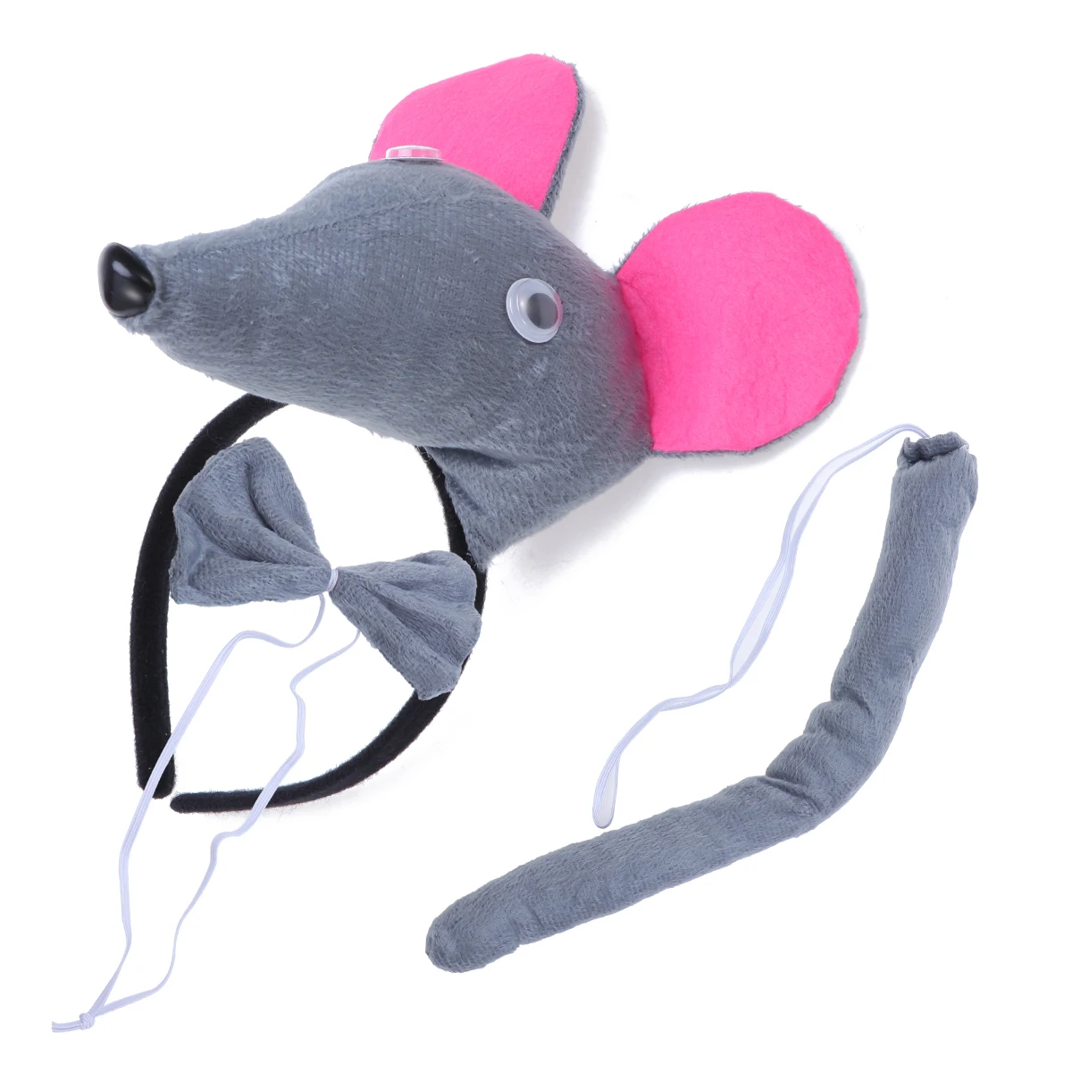 

3 Pcs Kids Cute Animal Ears Headband Party Tie and Tail Costume Party Favors Mouse Creative Gift For Kids Apparel Accessories