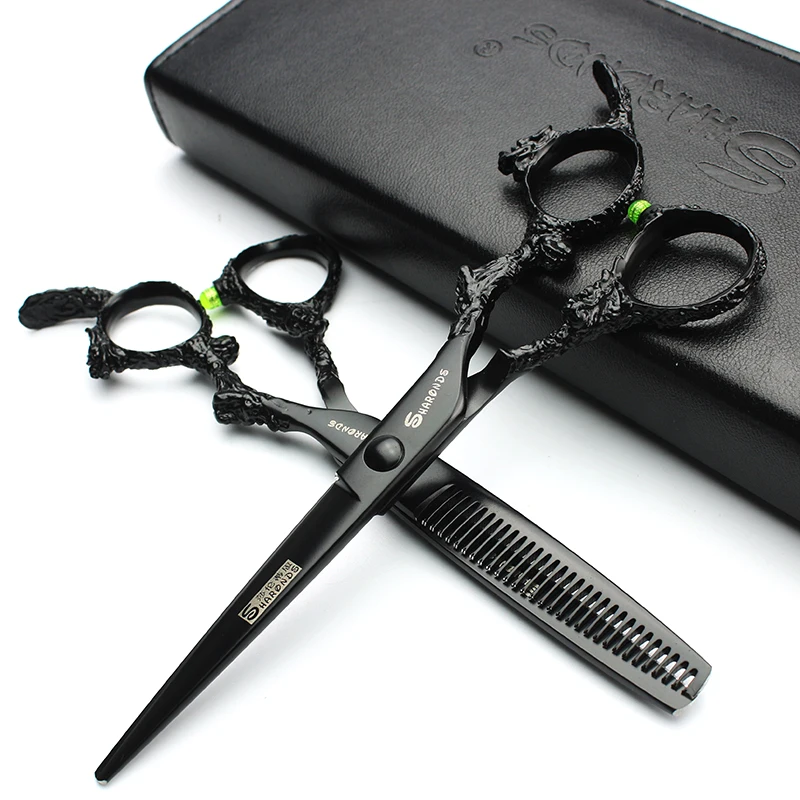 Sharonds 6 дюймов Серебряный Черный Дракон ручка Парикмахерские ножницы Высокое качество 440c сталь Профессиональные ножницы для волос