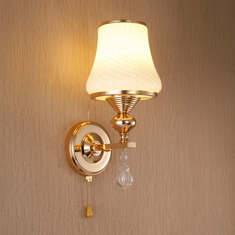ФОТО American Style Vintage Wall Lamp 110V- 220V E27 Crystal Sconce Indoor Lighting LED Single Double Head 7 Watts Wall Lights