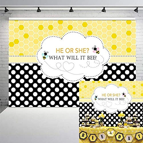 Neoback Bee Gender Reveal Party Backdrop Bumble Bee He Or She Baby Shower Photography Background Background Aliexpress