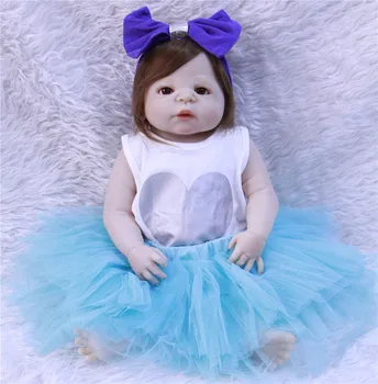 

23" 57cm full body silicone reborn baby girl dolls toys for children gift bebe alive reborn com corpo de silicone menina