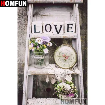 

HOMFUN Full Square/Round Drill 5D DIY Diamond Painting "Vase clock text" 3D Diamond Embroidery Cross Stitch Home Decor A19695