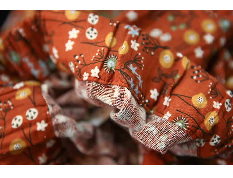 Женская юбка из льна и хлопка с цветочным рисунком до середины икры Длина Мода A-Line империя талии Винтаж 2019