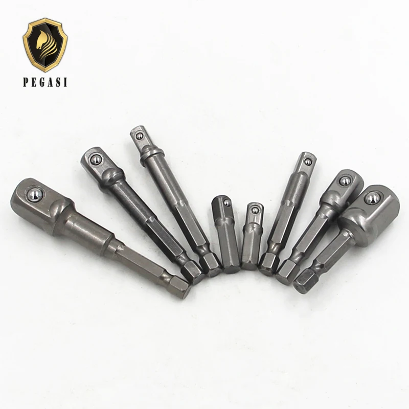  PEGASI 8pcs CRV Sleeve Connecting Head Set Wind Batch Convert 1/2 3/8 1/4 Suite Six Angle Drill Nut