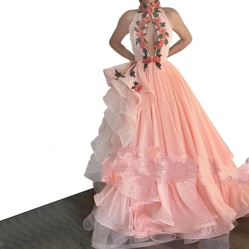 picture color Персиковый цвет вечерние платья Лидер продаж abiye Vestido de festa longo вышивка длинное строгое платье индивидуальный заказ халат de soiree - Цвет: picture color