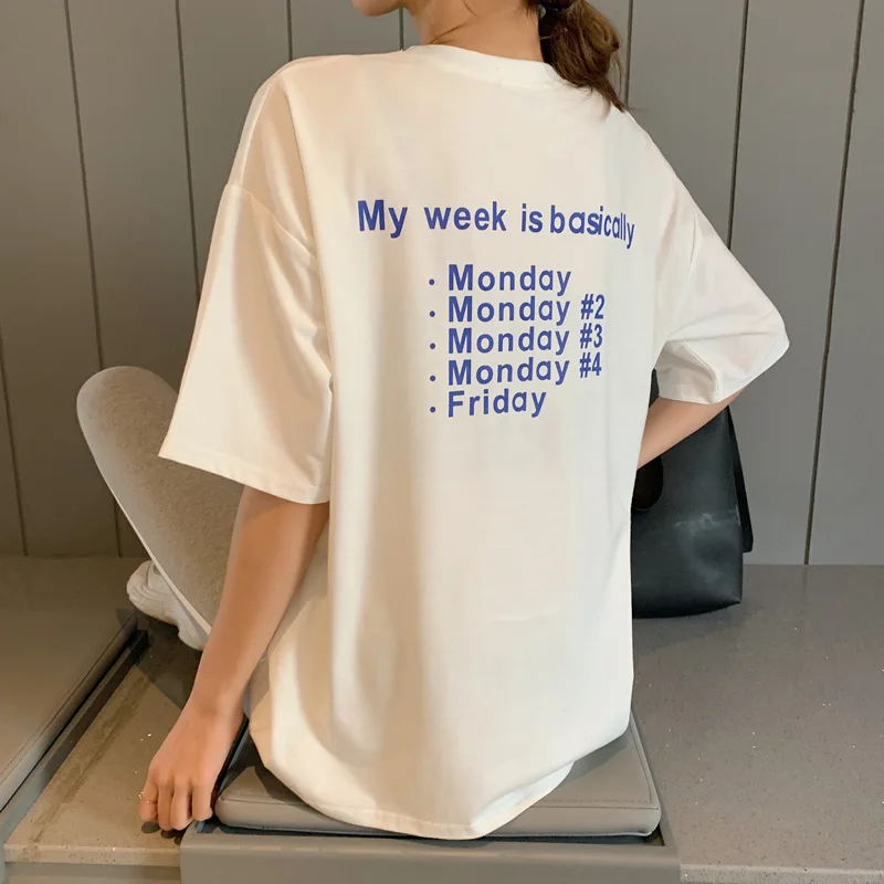 

Half sleeve women t-shirt tops & tees 2019 New spring girl Japanese harajuku Simple plus size loose letter clothing shirt
