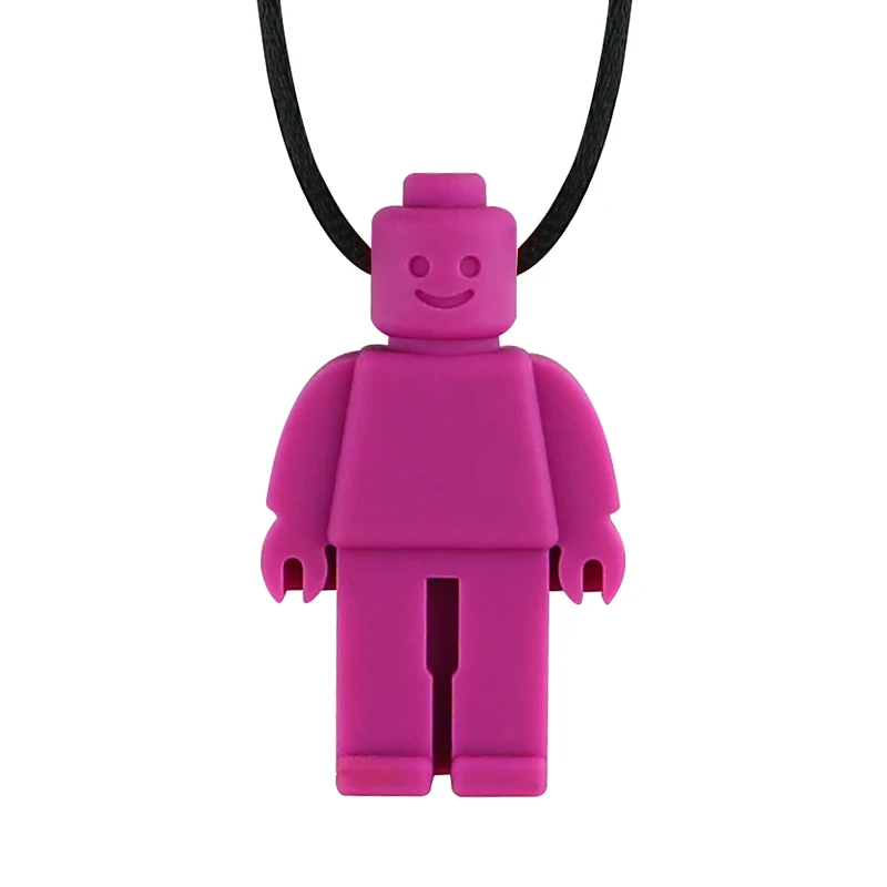 Silicone Teether Robot Chew Necklace Food Grade Silicone Sensory Chewable Figurine Toy for Kids Baby Autism ADHD