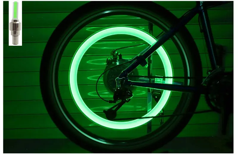 1 шт клапан шины велосипедного колеса шапки огни светодиодный Велоспорт спиц Фонари лампы велосипед аксессуары для велосипеда Цвет синий, зеленый, розовый, желтый, розовый - Цвет: green