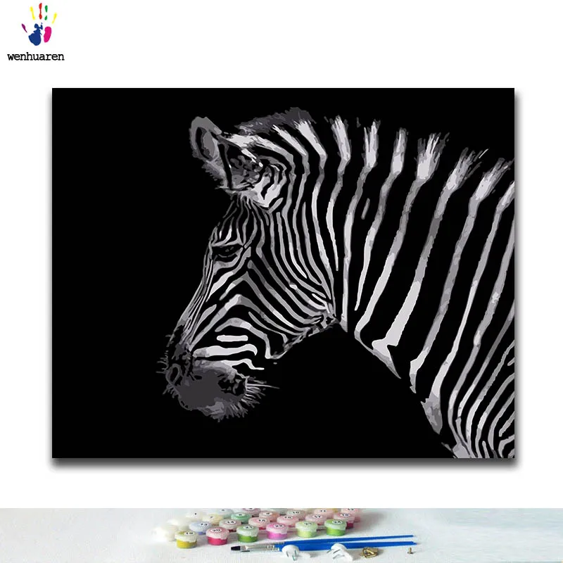 

DIY Coloring paint by numbers zebra paintings by numbers with kits 40x50 framed