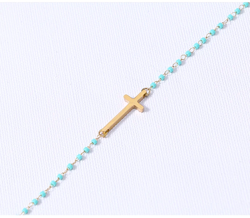 Badu золотой крест кулон браслет синий кристалл цепи Bracekets для девочек изысканные ювелирные изделия для вечерние свадебные помолвки