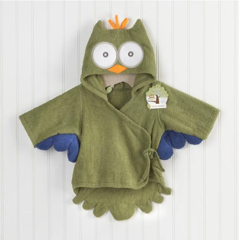 Cute Owl Animal Costume Fashion Baby Robe Hooded Terry Bath Wraps Towel